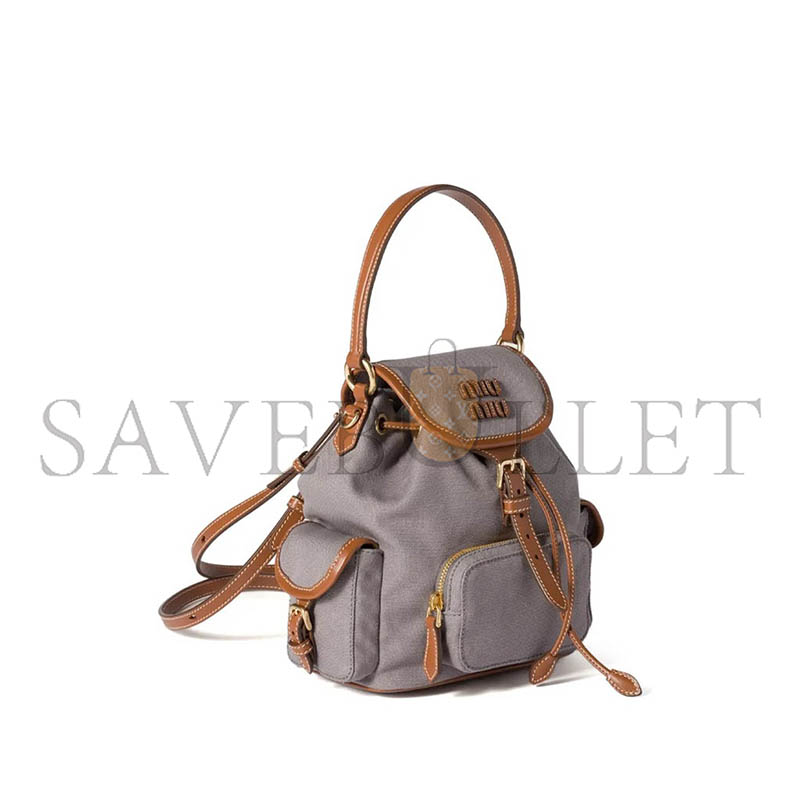 MIU MIU CANVAS AND LEATHER BACKPACK 5BZ043 (22*18*11.5cm)